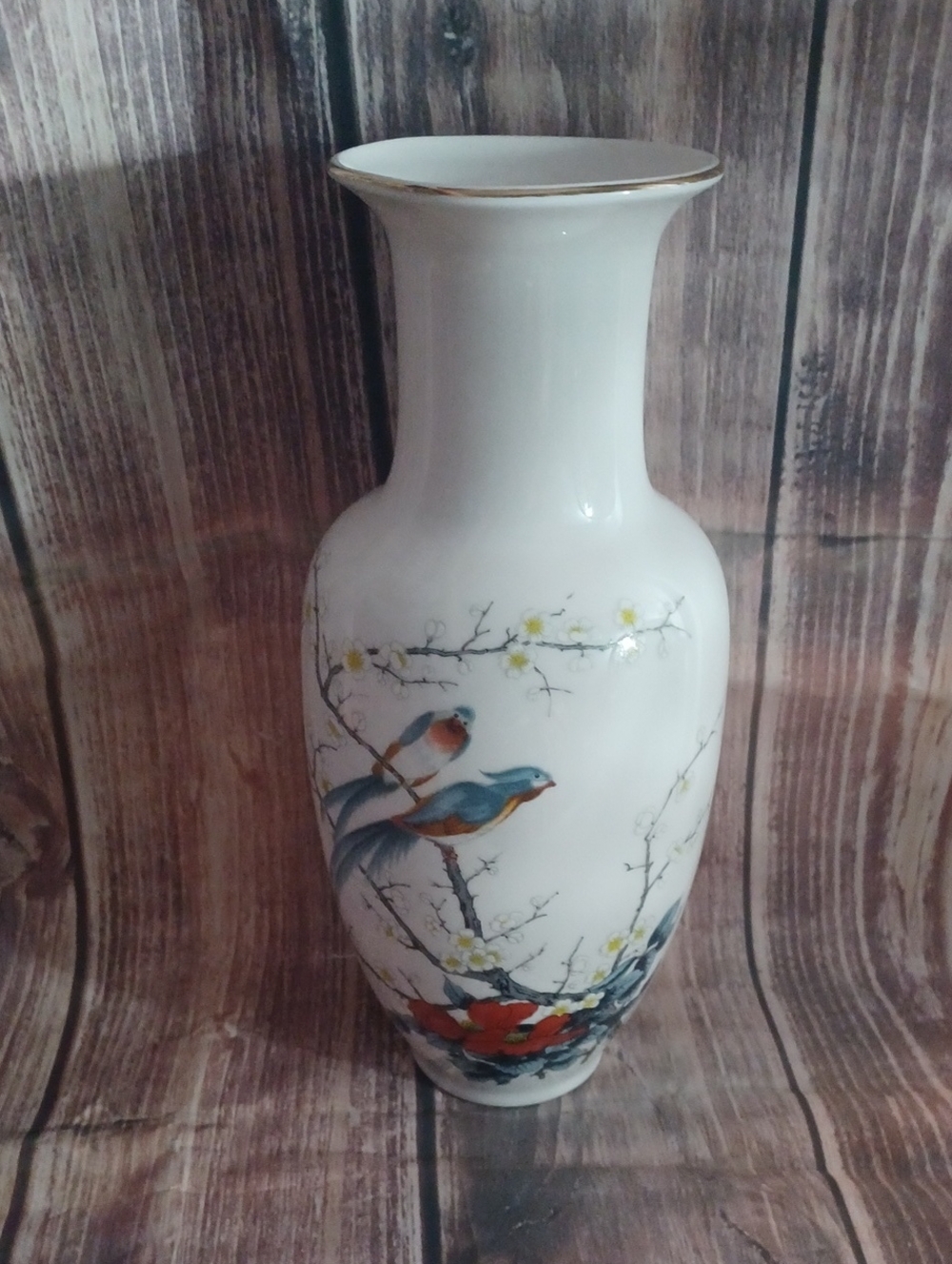 Vintage JAY Japan Fine China Bird Vase 10.5in